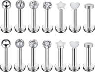 💎 sparkling collection: 7 pairs of 16g surgical steel internally threaded micro cz gem top tragus/helix/labret stud earrings - 3mm logo