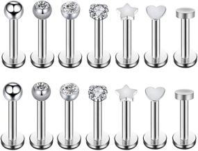 img 2 attached to 💎 Sparkling Collection: 7 Pairs of 16g Surgical Steel Internally Threaded Micro CZ Gem Top Tragus/Helix/Labret Stud Earrings - 3mm