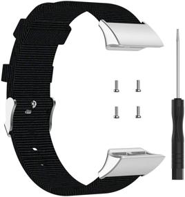 img 2 attached to 🔗 FitTurn Woven Nylon Strap for Garmin Forerunner 35/30 - Adjustable Replacement Band for Fitness Watch (Black)