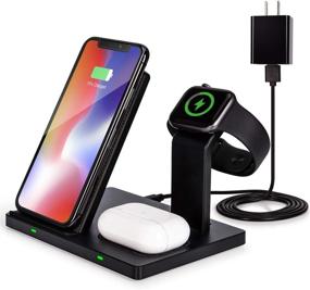 img 4 attached to 🔌 3-in-1 Wireless Charging Dock for Apple Products and Qi-Certified Phones - Includes QC 3.0 Adapter - Compatible with Samsung S10 S9 S8 S7