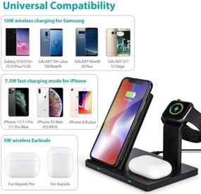 img 1 attached to 🔌 3-in-1 Wireless Charging Dock for Apple Products and Qi-Certified Phones - Includes QC 3.0 Adapter - Compatible with Samsung S10 S9 S8 S7