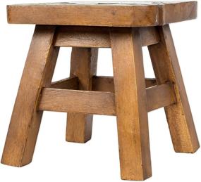 img 1 attached to Exquisite Bear in Mountains Design: Hand Carved Acacia Hardwood Decorative Short Stool