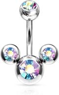 stunning triple bubble navel ring: covet jewelry 316l surgical steel elegance logo