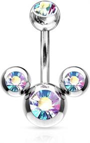 img 4 attached to Stunning Triple Bubble Navel Ring: Covet Jewelry 316L Surgical Steel Elegance