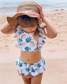 img 2 attached to 👶 swimsobo Toddler Girls Swimsuits: Charming Flutter Sleeve Two-Piece Bathing Suits for Quick Dry Swimwear 1-8T