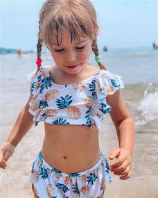 img 3 attached to 👶 swimsobo Toddler Girls Swimsuits: Charming Flutter Sleeve Two-Piece Bathing Suits for Quick Dry Swimwear 1-8T