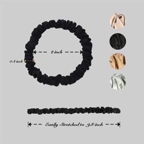 img 2 attached to 👱 Miwen Silk Scrunchies for Women: Small Black 100% Pure Mulberry Silk Hair Ties - 22 Momme, Soft & Shiny, Non-Damaging - Pack of 4