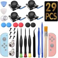 🎮 gangzhibao 4 pack joycon joystick replacement kit with buckles, thumb grips caps, pry tools - compatible for switch joycon, controller repair parts set with 3d analog left/right thumb stick logo