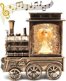 img 4 attached to 🎶 Magical Angel in Musical Train Snow Globe Lantern with LED Glitter - Battery Operated & Timed