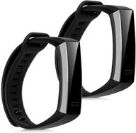 🎁 kwmobile ремешки для часов для huawei band 2/2 pro - комплект из 2 черных силиконовых заменяемых ремешков логотип