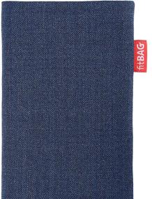 img 1 attached to 📱 fitBAG Jive Blue Custom Tailored Sleeve for Apple iPhone Xs Max: Made in Germany with Fine Suit Fabric Pouch, Microfibre Lining for Display Cleaning