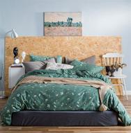 🌿 yuheguoji набор постельного белья "зеленая ботаника" для королевской кровати из 3 предметов - 100% хлопковое одеяло с молнией и завязками, 2 наволочки - с принтом листьев и цветов - роскошное качество, мягкое, комфортное, дышащее логотип