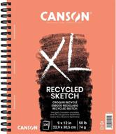 canson xl series recycled paper sketch pad - 9x12 inch with 100 sheets of 50 pound, side wire bound logo