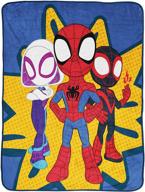 jay franco marvel spidey and his amazing friends team spidey throw blanket - 46 x 60 inches, kids bedding - fade resistant super soft fleece (official marvel product) logo