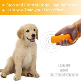 img 3 attached to 🐶 OYEFLY Handheld Dog Trainer: 3-in-1 LED Flashlight, Bark Stopper & Training Tool (Yellow)