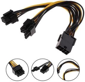 img 1 attached to 💡 6 Pack GPU VGA PCIe 8 Pin Female to Dual 8 Pin (6+2) Male PCI Express Adapter: Efficient Power Cable with 9 inch Length