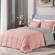 🛏️ lovtex king bed comforter set - 3pcs reversible pink/grey washed microfiber comforter set - down alternative comforter with 2 pillow shams logo