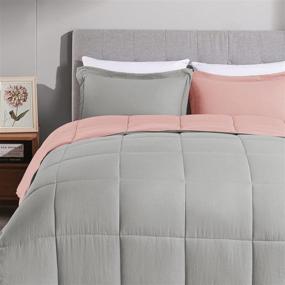 img 3 attached to 🛏️ LOVTEX King Bed Comforter Set - 3PCS Reversible Pink/Grey Washed Microfiber Comforter Set - Down Alternative Comforter with 2 Pillow Shams