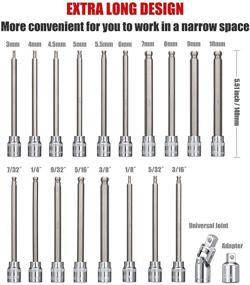 img 3 attached to 🔧 Набор головок шестигранника с шаровым концом длиной 3/8 дюйма RIMKOLO: 20-головочный набор SAE и метрических головок Allen, от 3 мм до 10 мм и от 1/8 до 3/8 дюйма, биты из высококачественной стали S2.
