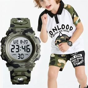 img 3 attached to 🕑 Ultimate Kids Digital Watch Alarm Clock: 12/24 H Stopwatch, 7 Colorful Led, Boy Girl Wristwatch, Multi Function, 50M Waterproof, Children Sports Watches