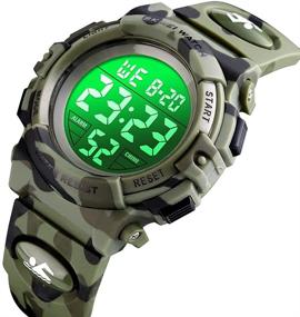 img 2 attached to 🕑 Ultimate Kids Digital Watch Alarm Clock: 12/24 H Stopwatch, 7 Colorful Led, Boy Girl Wristwatch, Multi Function, 50M Waterproof, Children Sports Watches