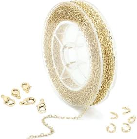 img 4 attached to ⛓️ Dainty 2mm Gold Plated Solid Brass Cable Chain Link Bulk for Jewelry Making - 33 Feet