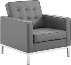 img 3 attached to 🪑 Silver Gray Modway Loft Tufted Button Faux Leather Upholstered Accent Armchair