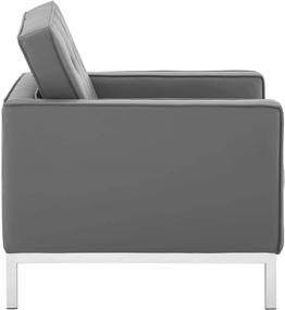 img 2 attached to 🪑 Silver Gray Modway Loft Tufted Button Faux Leather Upholstered Accent Armchair