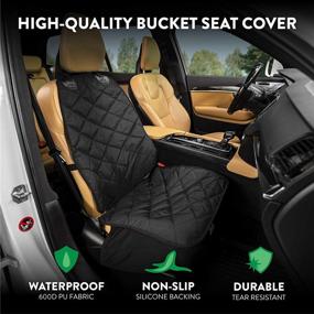 img 3 attached to Premium Plush Paws Copilot Bucket Car Seat Protector: Diamond Stitched, Washable, Waterproof Front Seat Cover for Cars, Trucks, and SUVs - Nonslip Black Dog Seat Cover