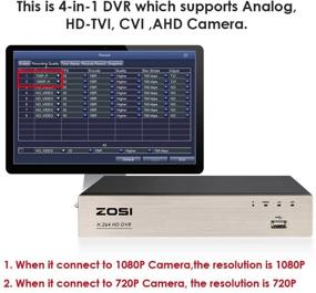 img 2 attached to 📹 ZOSI 8CH Полный 1080P Гибридный 4-в-1 HD TVI DVR: Высококачественная запись видео для системы видеонаблюдения CCTV с реальным временем мониторинга