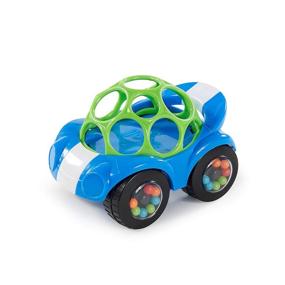 img 4 attached to 🚗 Bright Starts Oball Rattle & Roll Sports Race Car Toy: Push and Go Vehicle for Babies 3 Months+, Easy Grasp, Blue