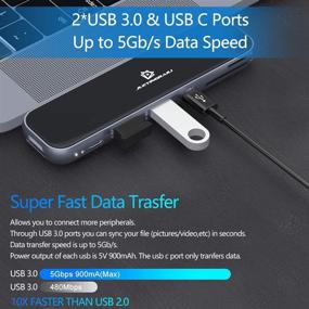 img 1 attached to 7-in-1 USB C Hub for MacBook Pro - HDMI, Power Delivery, Thunderbolt 3, SD TF Card Reader, 2 USB 3.0 Ports - USBC to HDMI MacBook Multiport Accessories