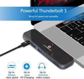 img 2 attached to 7-in-1 USB C Hub for MacBook Pro - HDMI, Power Delivery, Thunderbolt 3, SD TF Card Reader, 2 USB 3.0 Ports - USBC to HDMI MacBook Multiport Accessories
