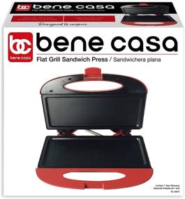 img 2 attached to 🥪 Bene Casa Red Nonstick Flat Grill Sandwich Maker: Cool-touch Handles, Die Cast Aluminum Cooking Surface