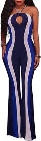 img 2 attached to Trendy Womens Hater Straps Open Bust Hollow Out Stripes Bodycon Bell Jumpsuit Romper for Stylish Fashionistas!