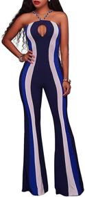 img 3 attached to Trendy Womens Hater Straps Open Bust Hollow Out Stripes Bodycon Bell Jumpsuit Romper for Stylish Fashionistas!