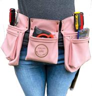 🔨 women's mint pink tool belt - ideal for diy & home improvement projects - perfect spring gift - 11 pockets & 2 metal hammer loops - medium-duty tool belt - light pink logo