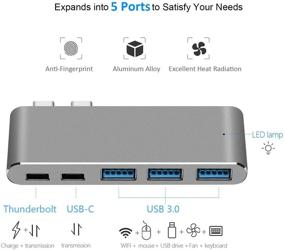img 3 attached to 🔌 USB C Hub for MacBook Pro 2018/2017/2016: 5 in 1 Adapter with Thunderbolt 3 PD Port, 3 USB 3.0 Ports, 5K Video Output, and USB C Data Port
