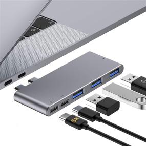 img 4 attached to 🔌 USB C Hub for MacBook Pro 2018/2017/2016: 5 in 1 Adapter with Thunderbolt 3 PD Port, 3 USB 3.0 Ports, 5K Video Output, and USB C Data Port