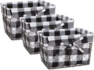 🐔 dii small vintage black & white check farmhouse chicken wire storage baskets with liner, 9x7x6", 2 piece set logo