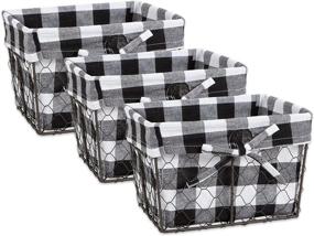 img 4 attached to 🐔 DII Small Vintage Black & White Check Farmhouse Chicken Wire Storage Baskets with Liner, 9x7x6", 2 Piece Set