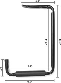 img 2 attached to 🔧 Прочные крючки для гаража с системой хранения - настенные/потолочные, большие утилитарные вешалки для лестницы, инструментов, садового шланга, велосипеда - 13.4’’ x 9.4’’ (2 штуки, черный)