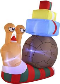 img 3 attached to Joiedomi 6 FT Tall Cute Snail with a Stack of Gifts Inflatable - LED Christmas Decoration for Xmas Party Indoor/Outdoor, Yard, Garden, Lawn, Winter Decor