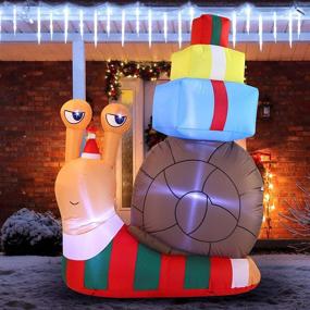 img 4 attached to Joiedomi 6 FT Tall Cute Snail with a Stack of Gifts Inflatable - LED Christmas Decoration for Xmas Party Indoor/Outdoor, Yard, Garden, Lawn, Winter Decor