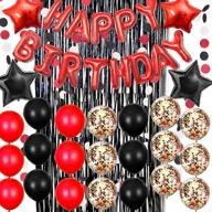 🎉 black and red birthday party decorations kit - happy birthday banner, balloons, and supplies by haimimall логотип