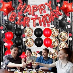 img 3 attached to 🎉 Black and Red Birthday Party Decorations Kit - Happy Birthday Banner, Balloons, and Supplies by Haimimall