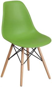 img 2 attached to 🪑 Stylish and Durable Flash Furniture Elon Series Green Plastic Chair with Wooden Legs