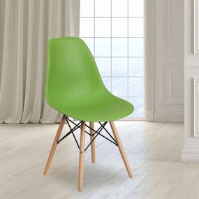 img 3 attached to 🪑 Stylish and Durable Flash Furniture Elon Series Green Plastic Chair with Wooden Legs