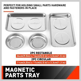 img 3 attached to 🔧 HORUSDY 4-Piece Large Magnetic Parts Tray Set: Stainless Steel Heavy Duty, Square and Round Magnetic Trays – Ideal Tools Parts Tray for Organization and Efficiency