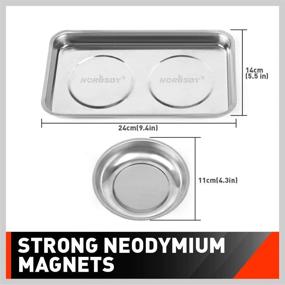 img 2 attached to 🔧 HORUSDY 4-Piece Large Magnetic Parts Tray Set: Stainless Steel Heavy Duty, Square and Round Magnetic Trays – Ideal Tools Parts Tray for Organization and Efficiency